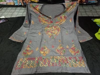 Stylish Lucknowi Chikankari Handwork multithread Rayon Short Kurti For ladies Women - Wild Watermelon