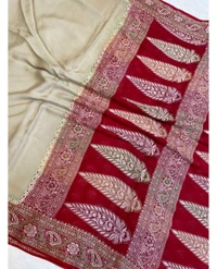 Alim Present Handwoven Banarsi Dyeable Katan Silk Saree For Festive & Wedding Season