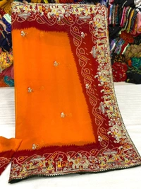 SB Fashion Presents Heavy Pedding Bandhani Print With Multi Coding Lace Diamond Work All Over Saree For Partywear /Festival /Special Occasion