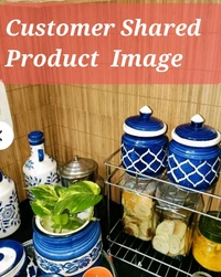 Handcrafted Morrocon Ceramic Achar Pickle Jar/Barni with Lid - Blue, Ceramic