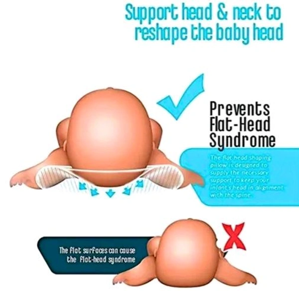 Ultra Soft Cotton Clock Print New Born Baby Head and Neck Support Pillow For Reshape Baby Head Pack Of 2 Yellow and Pink - Red And Pink, Pack of 2