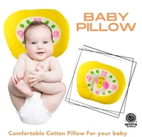 Ultra Soft Cotton Clock Print New Born Baby Head and Neck Support Pillow For Reshape Baby Head Pack Of 2 Yellow and Pink - Red And Pink, Pack of 2