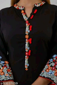 Charvi Attractive Women Kurta SetsKurta - Black, Rayon, 3, M, kurti & Bottom Sets