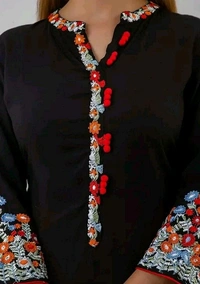 Charvi Attractive Women Kurta SetsKurta - Black, Rayon, 3, M, kurti & Bottom Sets