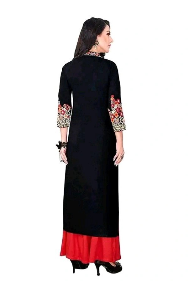Charvi Attractive Women Kurta SetsKurta - Black, Rayon, 3, M, kurti & Bottom Sets