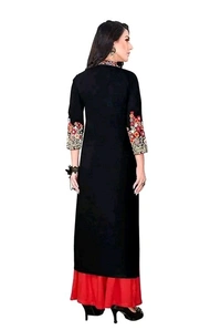 Charvi Attractive Women Kurta SetsKurta - Black, Rayon, 3, M, kurti & Bottom Sets