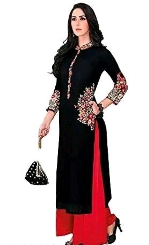 Charvi Attractive Women Kurta SetsKurta - Black, Rayon, 3, M, kurti & Bottom Sets