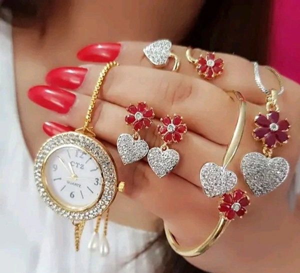 Beautiful Beads & Red Stone Work American dimond Pendent with Chain Jwellery - Free Size, Red Stone, Alloy, Multipack of1