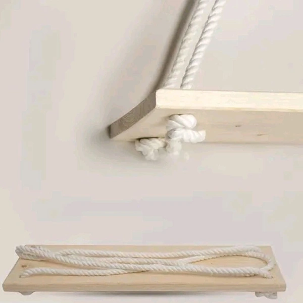 POLYMORPHIS Macrame Handmade Wallhanging/Plant Stand/Wall Decor Cotton Beads OFF White by Real Teak Wood