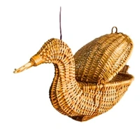 Handcrafted Swan Bamboo Sticks Cane Fruits & Vegetable (Brown) Storage Basket For Wedding Hamper. - Brown, WITOUT LID