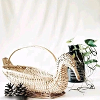 Handcrafted Swan Bamboo Sticks Cane Fruits & Vegetable (Brown) Storage Basket For Wedding Hamper. - Brown, WITOUT LID