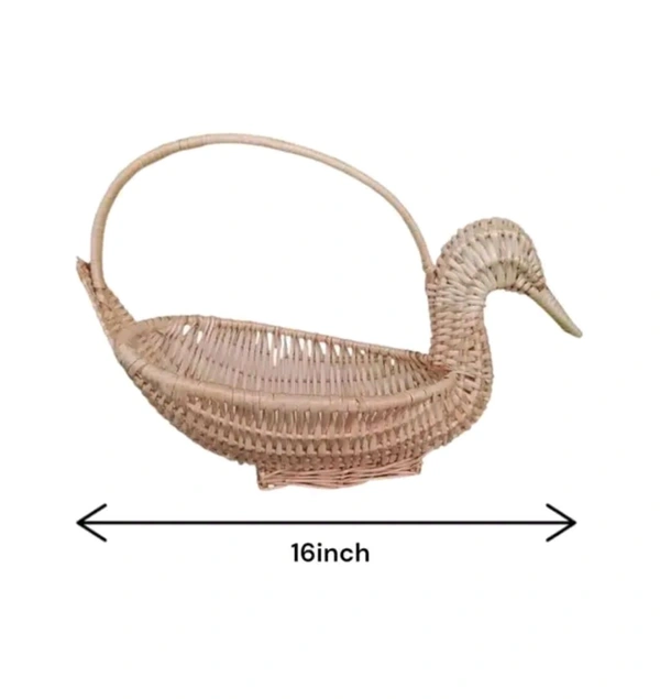 Handcrafted Swan Bamboo Sticks Cane Fruits & Vegetable (Brown) Storage Basket For Wedding Hamper. - Brown, WITOUT LID