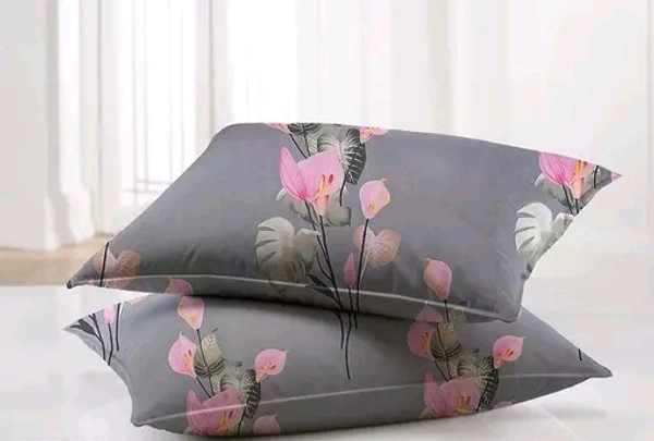 Glace Cotton Double Bed Bedsheet With 2 Pillows Covers (80×90 Inch) - Double Queen, Gray, Cotton