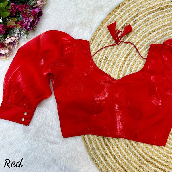 Balloon Sleeves Jimmy Choo Fabric Saree Blouse For Women