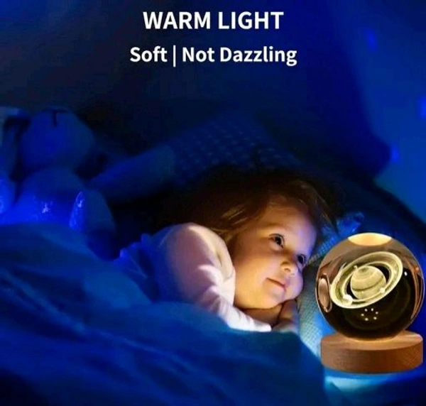 3D Crystal Ball Lamp Light with Wooden Base Perfect For Home Decor Kid's Gift (Galaxy Light) - Galaxy