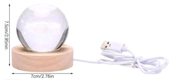 3D Crystal Ball Lamp Light with Wooden Base Perfect For Home Decor Kid's Gift (Galaxy Light) - Whale