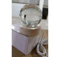 3D Crystal Ball Lamp Light with Wooden Base Perfect For Home Decor Kid's Gift (Galaxy Light) - Deer