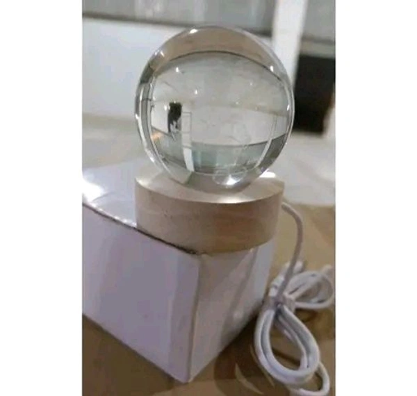 3D Crystal Ball Lamp Light with Wooden Base Perfect For Home Decor Kid's Gift (Galaxy Light) - Deer