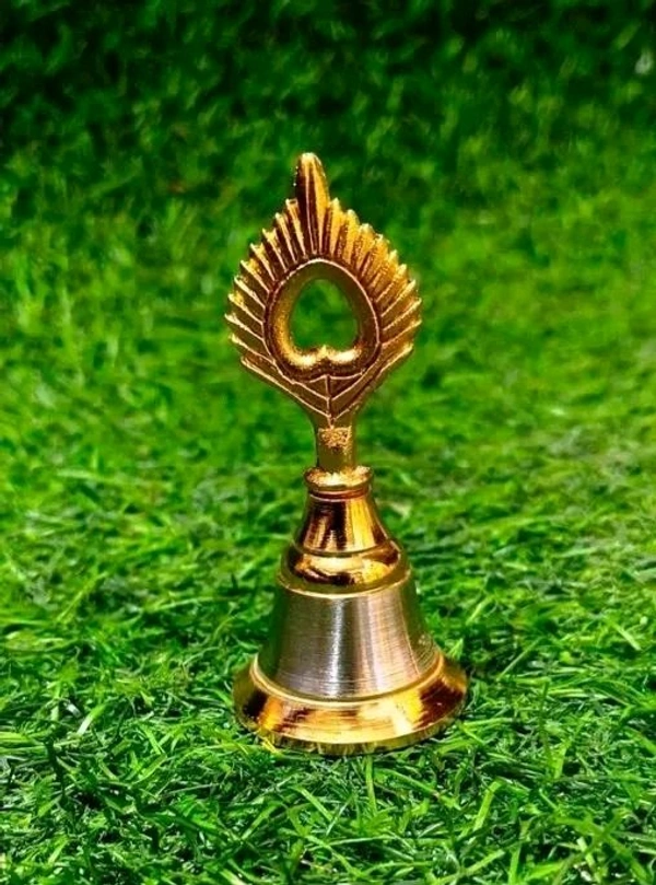 4Inch Peacock Brass Puja Ghanti | Pooja Mandir Bell | Bell For Home