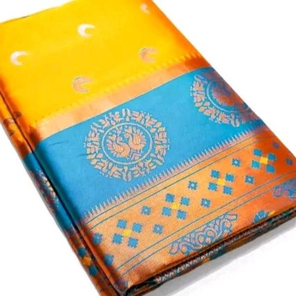 Maharatzstra Tradational Paithani Cotton Saree With Blouse Piece For Wedding & Special Occassion - Yellow