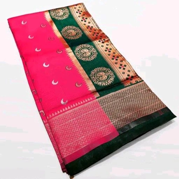 Maharatzstra Tradational Paithani Cotton Saree With Blouse Piece For Wedding & Special Occassion - Wild Watermelon