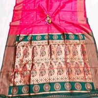 Maharatzstra Tradational Paithani Cotton Saree With Blouse Piece For Wedding & Special Occassion - Wild Watermelon