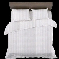 White Cotton Satin Striped Double King Bedsheet With 2 Pillow Cover For Home , Hôtel, Guest House and OYO Rooms