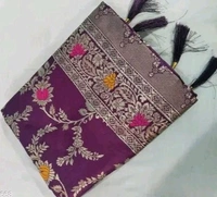 Latest Design Banarsi Silk Saree For Women With Unstiched Blouse - Purple, Botanical pattern Zari Woven