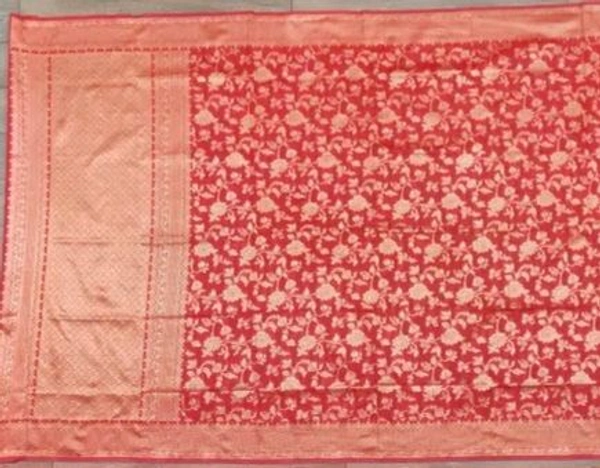 Gorgeous Red Banarsi Saree With Unstitched Blouse For Women - Red, Zari woves