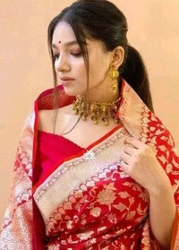 Gorgeous Red Banarsi Saree With Unstitched Blouse For Women - Red, Zari woves