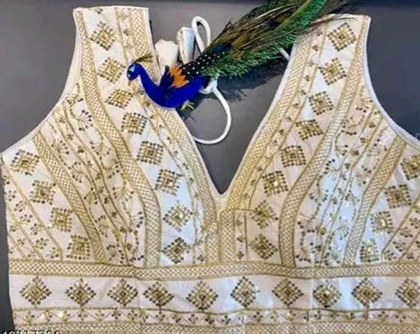 Deep V Cut Neck Slevlees  Embrodery  Readymade Padded  Blouse For Women - White