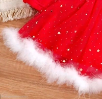 Red Colour Christmas Velvet Border Frocks For Baby - 6-12 Months