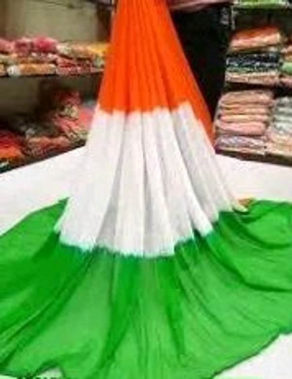 Tricolour Plain Art Silk Saree for Women / Republic day special Sari