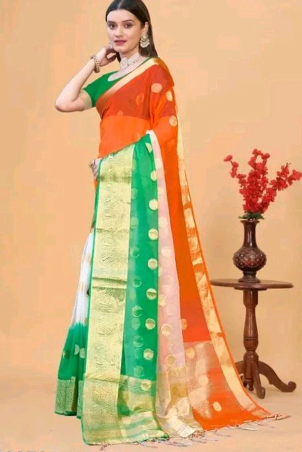 Orgenza Zari Border Tiranga Saree | Republic day Saree