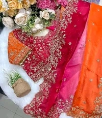 KASHVINEST ELEGANT TRENDING PADDING DUAL SHADE MANGO WORK SILK SAREE WITH STITCHED BLOUSE2