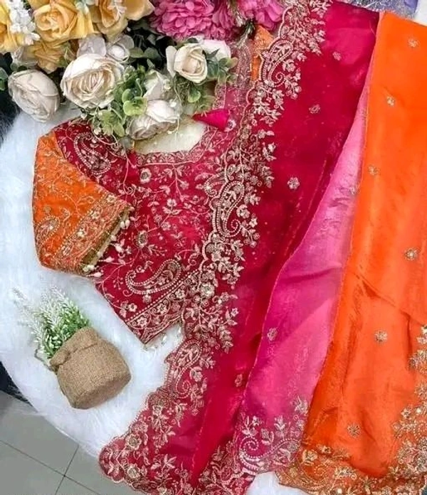 KASHVINEST ELEGANT TRENDING PADDING DUAL SHADE MANGO WORK SILK SAREE WITH STITCHED BLOUSE2