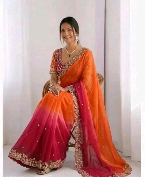 KASHVINEST ELEGANT TRENDING PADDING DUAL SHADE MANGO WORK SILK SAREE WITH STITCHED BLOUSE2