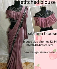 Ready-to-Wear Solid Plain Lycra Saree with Stitched Velvet Blouse – Bollywood Style Party Wear for Women - colour