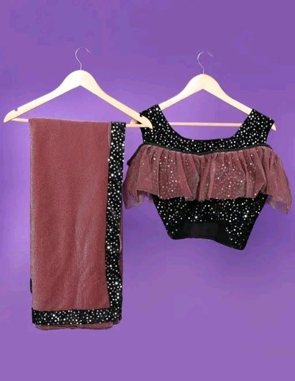 Ready-to-Wear Solid Plain Lycra Saree with Stitched Velvet Blouse – Bollywood Style Party Wear for Women - colour