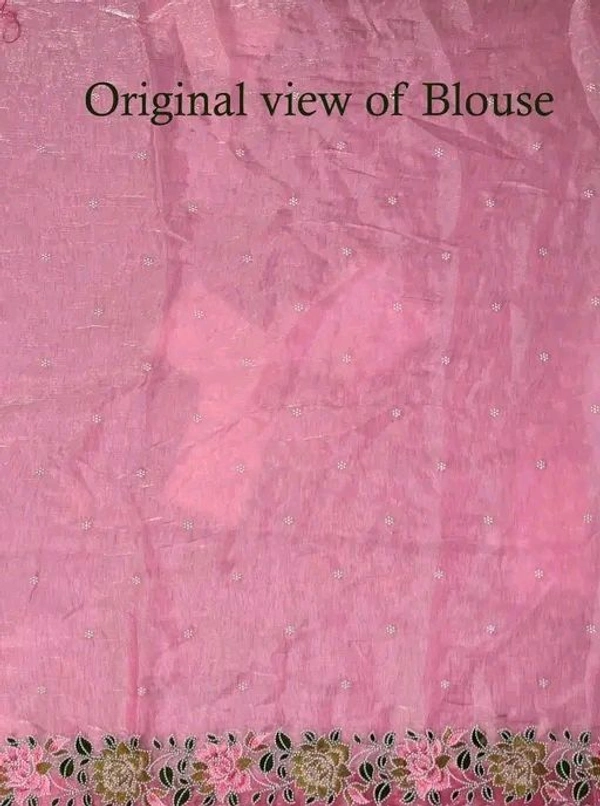 Pink Floral Embroidered Organza Saree for Women with Blouse | Lightweight Party Wear Soft Organza Saree