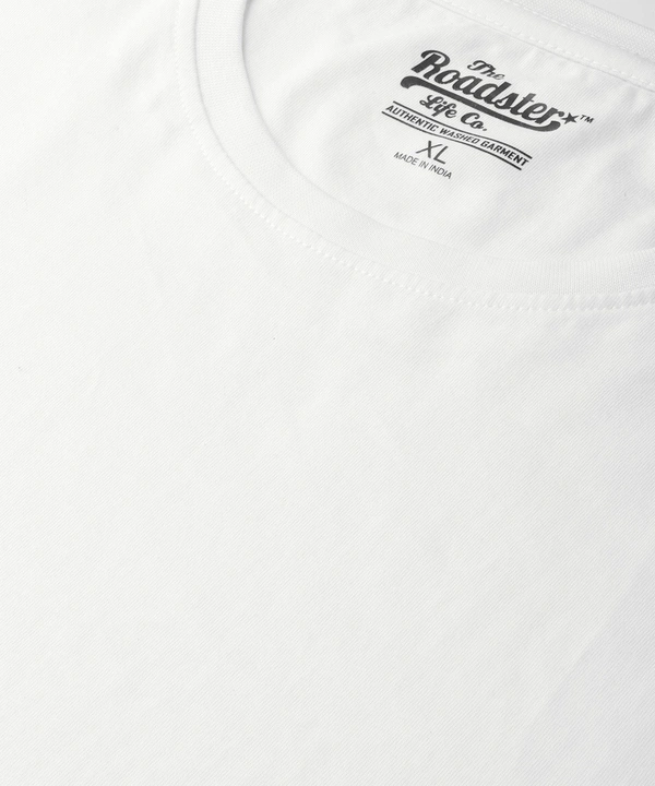 Roadster Men White Pure Cotton T-shirt - L, White