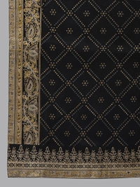 Khushal K Women Black Ethnic Motifs Printed Kurta with Palazzos & With Dupatta - XL, Black