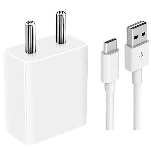 18W Charger for Samsung Galaxy M31 / M 31 Charger Original Adapter Like Android Mobile Fast USB Wall Charger with 1 Meter USB Type C Charging Data Cable (3 Amp, TWE15, White)v - White