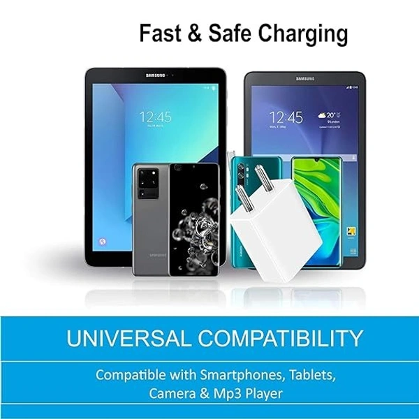 18W Charger for Samsung Galaxy M31 / M 31 Charger Original Adapter Like Android Mobile Fast USB Wall Charger with 1 Meter USB Type C Charging Data Cable (3 Amp, TWE15, White)v - White