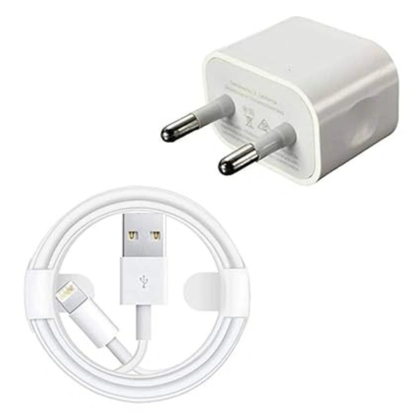 Fast Charging Adapter (5W) With Data Sync (480Mbps) Usb Cable Compatible With All Iphone 5, 5S, Se, 6/6S, 6/6Plus, 7/7Plus, 8/8 Plus, X,Xs Ipods,Ipads, Multicolor - White