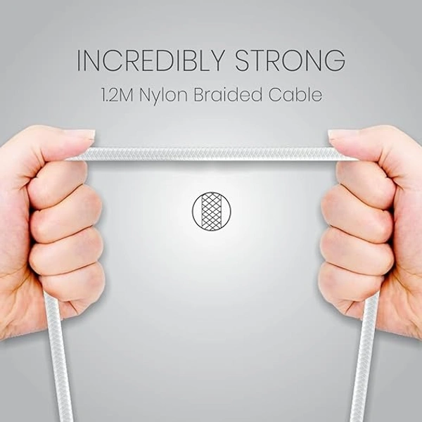 Konnect L POR-1403 Fast Charging 3A Type-C Cable 1.2 Meter with Charge & Sync Function for All Type-C Devices (White) - White