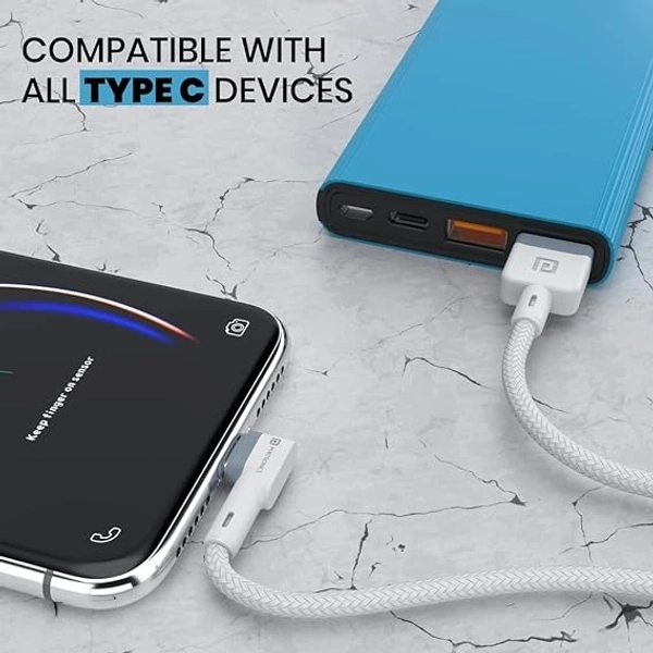 Konnect L POR-1403 Fast Charging 3A Type-C Cable 1.2 Meter with Charge & Sync Function for All Type-C Devices (White) - White