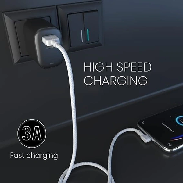 Konnect L POR-1403 Fast Charging 3A Type-C Cable 1.2 Meter with Charge & Sync Function for All Type-C Devices (White) - White