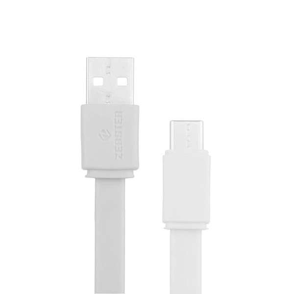 Z-CC25 USB to Type C Cable, flat cable, supports upto 3A,Charge & Sync (White) - White