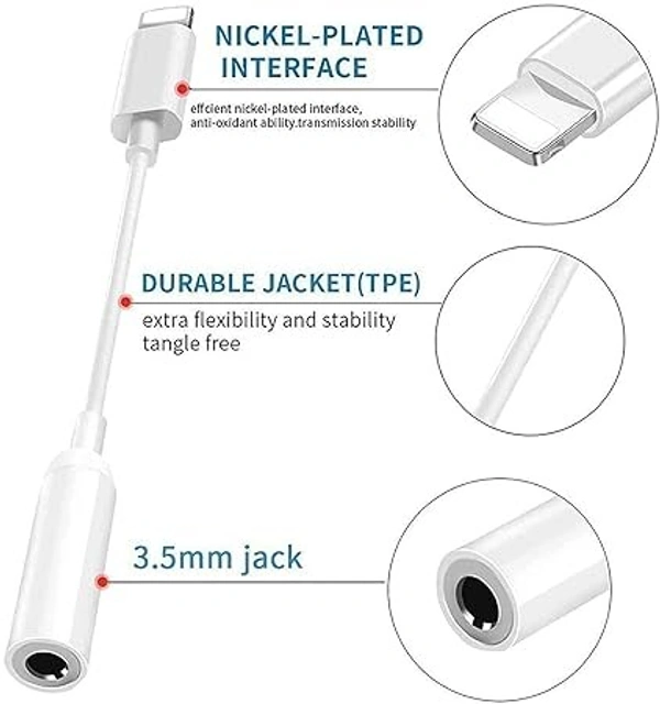 3.5 mm Lightening Headphone Jack Adapter Connector for iPhone 13Mini/13/13 Pro/13 ProMax/12Mini/12/12Pro/12ProMax/11/11 Pro/11 Pro/XsMax/Xs/XR/X/8/7/Plus/6S/6/SE/5S/5C/Pad. - Black